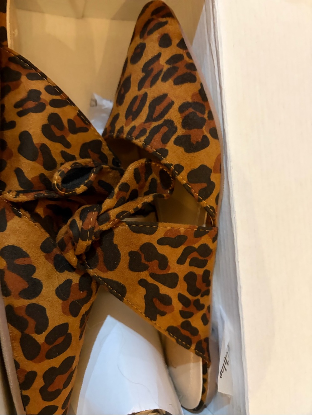 New In Box - Chase + Chloe Leopard Print Pointed Toe Flats in Brown and Black